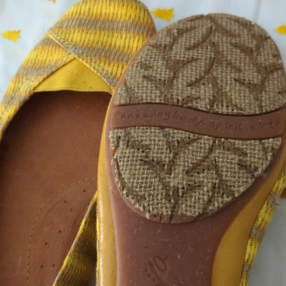 Naya River Ballet Boho Marigold Yellow Leather Fabric Mix  Women's Flats Sz 10